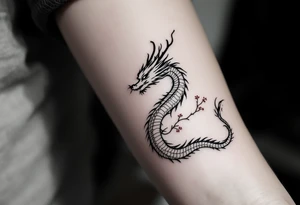 dragon japanese style sakura trees tattoo idea