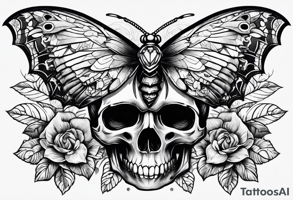 Skull moth hand tattoo tattoo idea