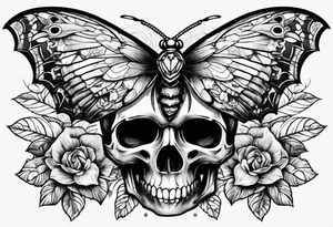 Skull moth hand tattoo tattoo idea