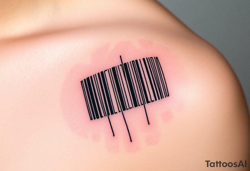 A barcode where the lines glitch and distort at the edges, symbolizing a love that breaks traditional codes. tattoo idea