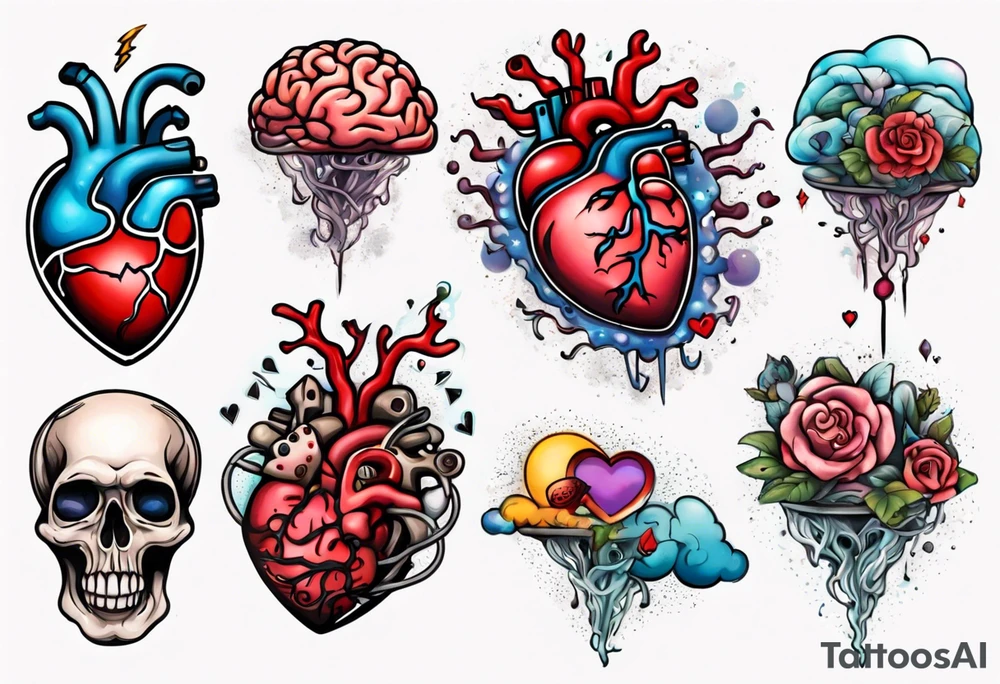 Heart and brain floating away tattoo idea