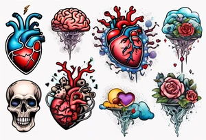 Heart and brain floating away tattoo idea