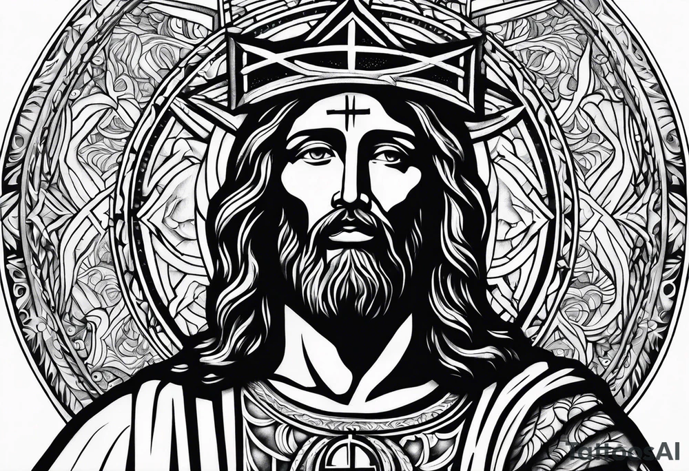 jesus olhando pra cima na cruz tattoo idea