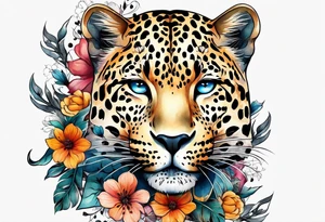 leopard is made out of vintage floral flowers tattoo idea
