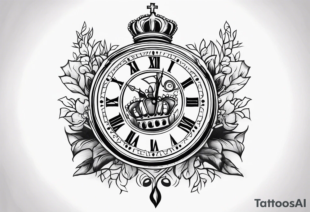 HOPE made with broken clock and king crown tattoo idea