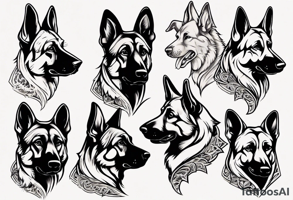 German shepherd puppy profile tattoo idea