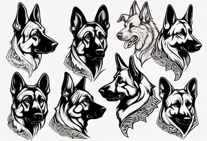 German shepherd puppy profile tattoo idea