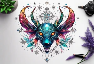 Constellation, animal alien, snowflake tattoo idea