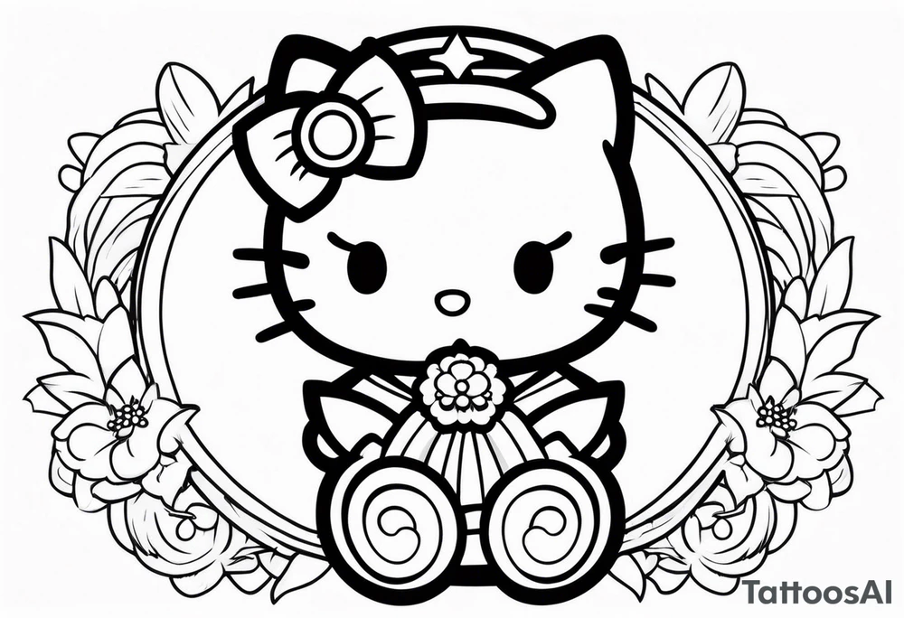 angle hello kitty with halo tattoo idea