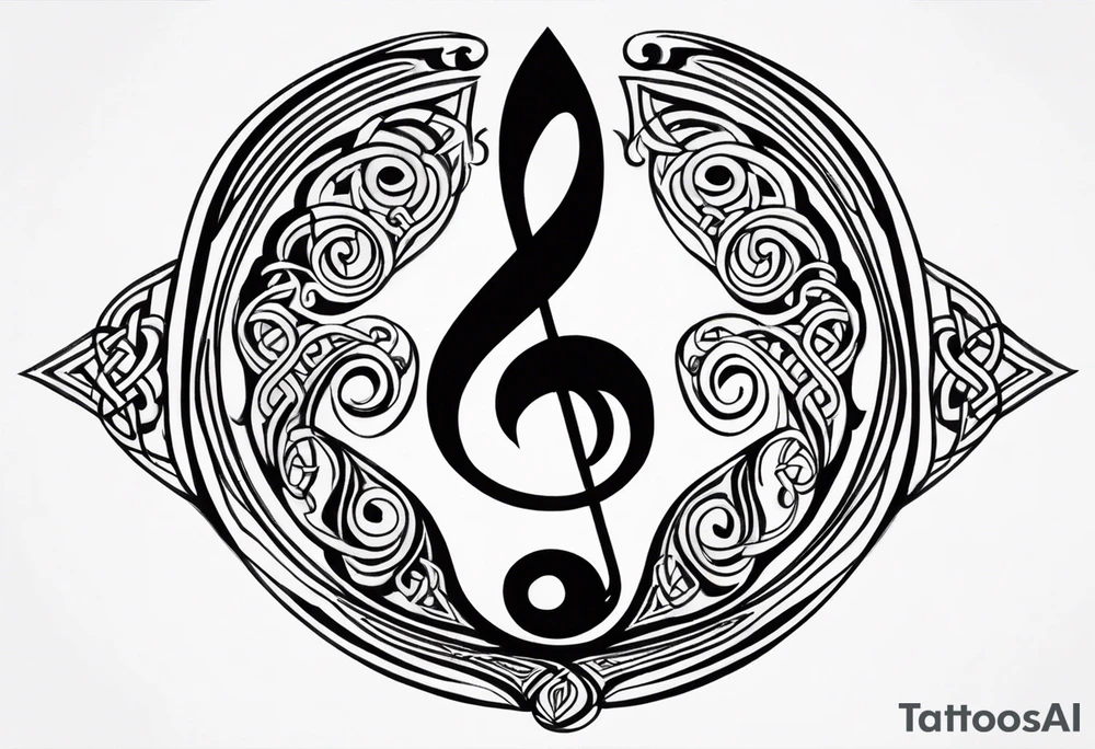 Celtic style bass clef tattoo idea