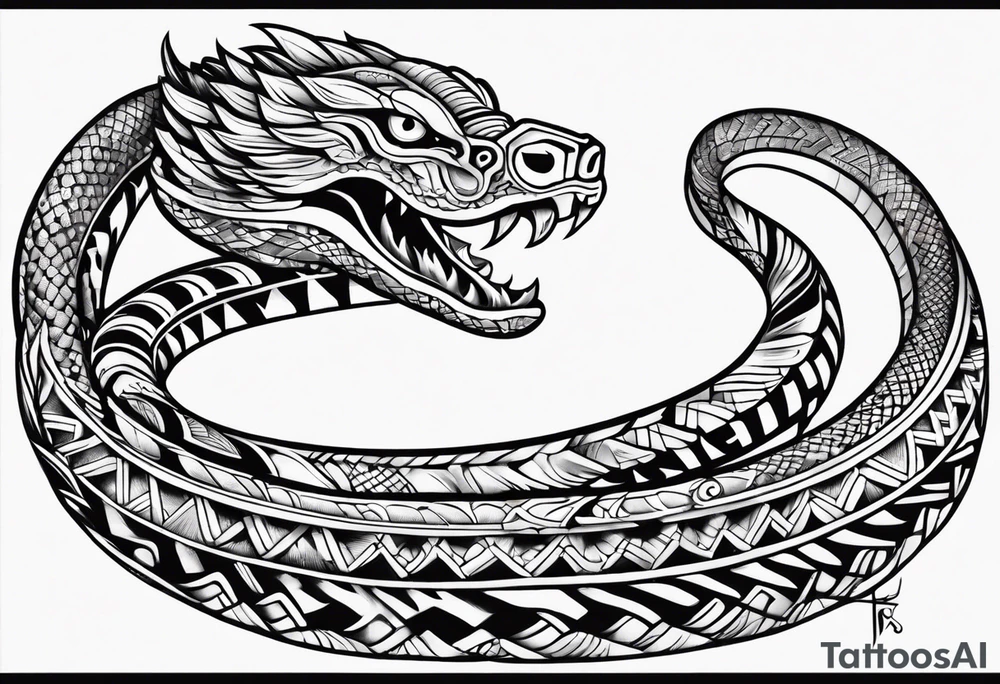 aztec snake sleeve tattoo idea