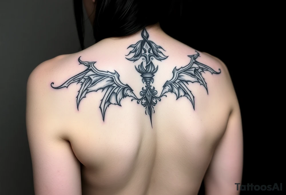 Sexy woman, Gothic but feminine  for thigh tattoo idea