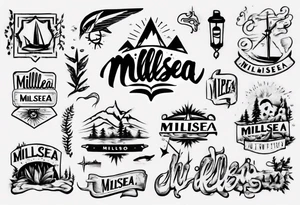 The word "MILLSEA", with an outdoors vibe. Block lettering tattoo idea