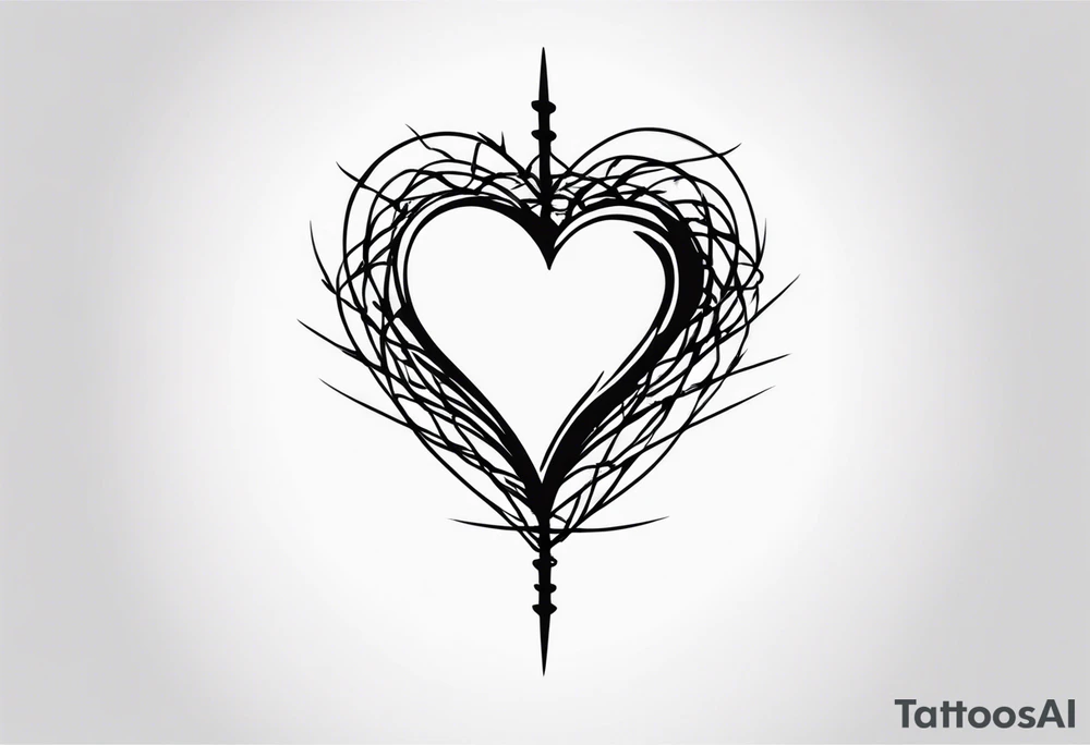 the words “i keep a close eye on this heart of mine” with barbed wire wrapped around it for a long spine tattoo tattoo idea