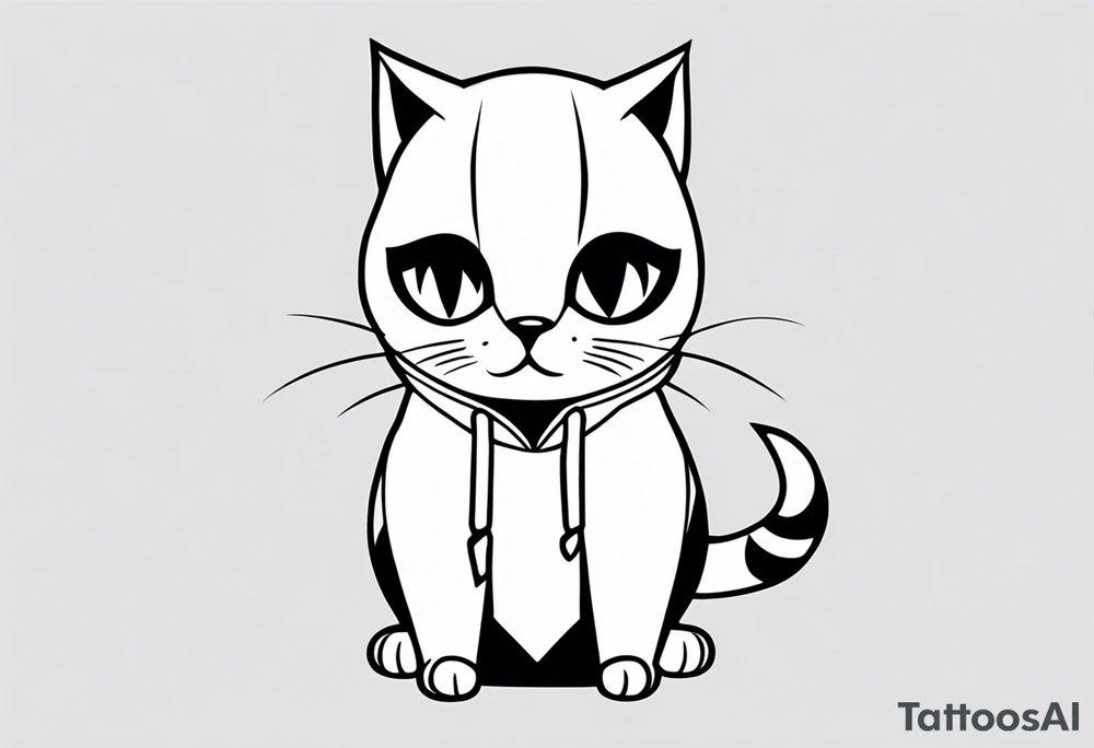 Full body cat emo cat in a hoodie tattoo idea