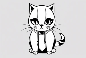 Full body cat emo cat in a hoodie tattoo idea