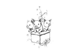 3 little piggy's hiding under a box tattoo idea