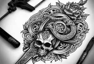 Celtics sleeve sword and knot tattoo idea