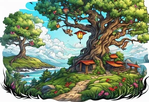 leave's tree flying away tattoo idea
