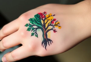 Tree of life half Jamaican colours half Irish colours tattoo idea