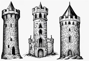 a short, completely horizontal passage linking the top of two medieval towers together tattoo idea