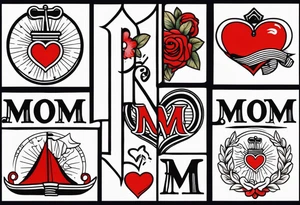 sailor style with word “mom” in a heart tattoo idea