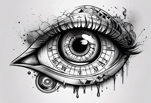 Broken Stop watch with crying eyeball tattoo idea