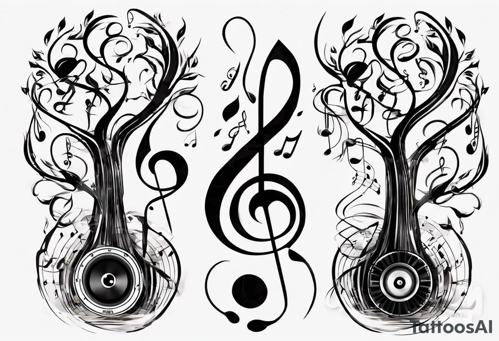music speaker note tree stave notes tattoo idea