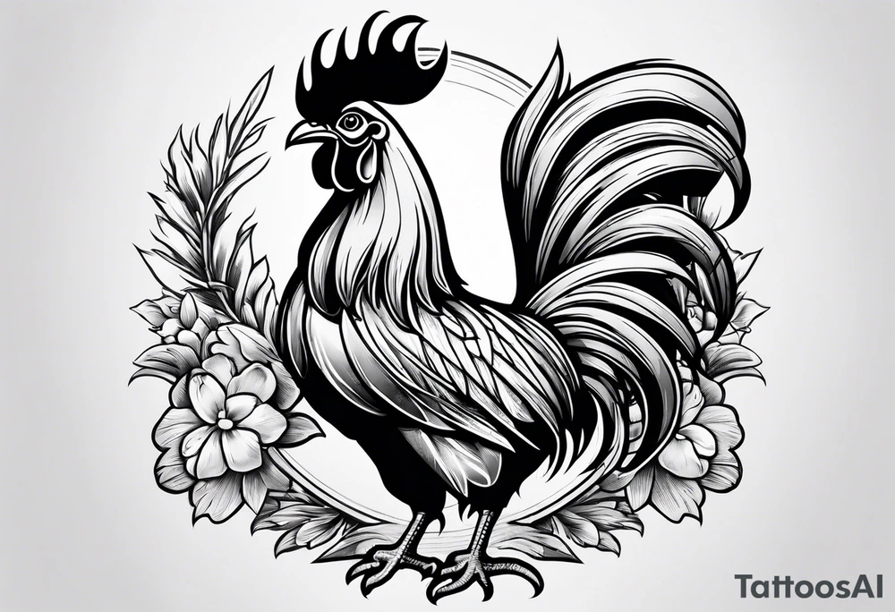 rooster cartoon holding big gun tattoo idea