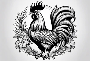rooster cartoon holding big gun tattoo idea