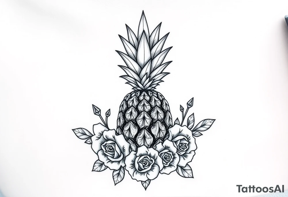 powerful pineapple with a crown,and diamonds and roses tattoo idea powerful pineapple with a crown,and diamonds and roses tattoo idea