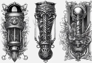 Broken suspension components inside human leg tattoo idea