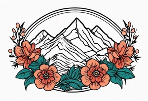 mountains
old school vintage simple traditional design with vintage flowers surrounding
bold color simple tattoo idea
