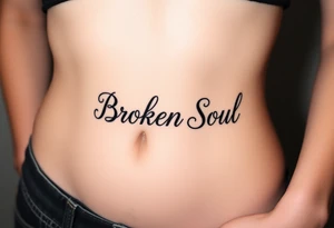 Broken Soul, in fancy cursive writing, small thin lettering tattoo idea