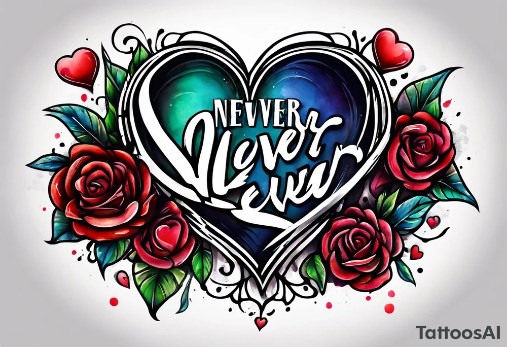 Broken Heart that says Never Say Never tattoo idea