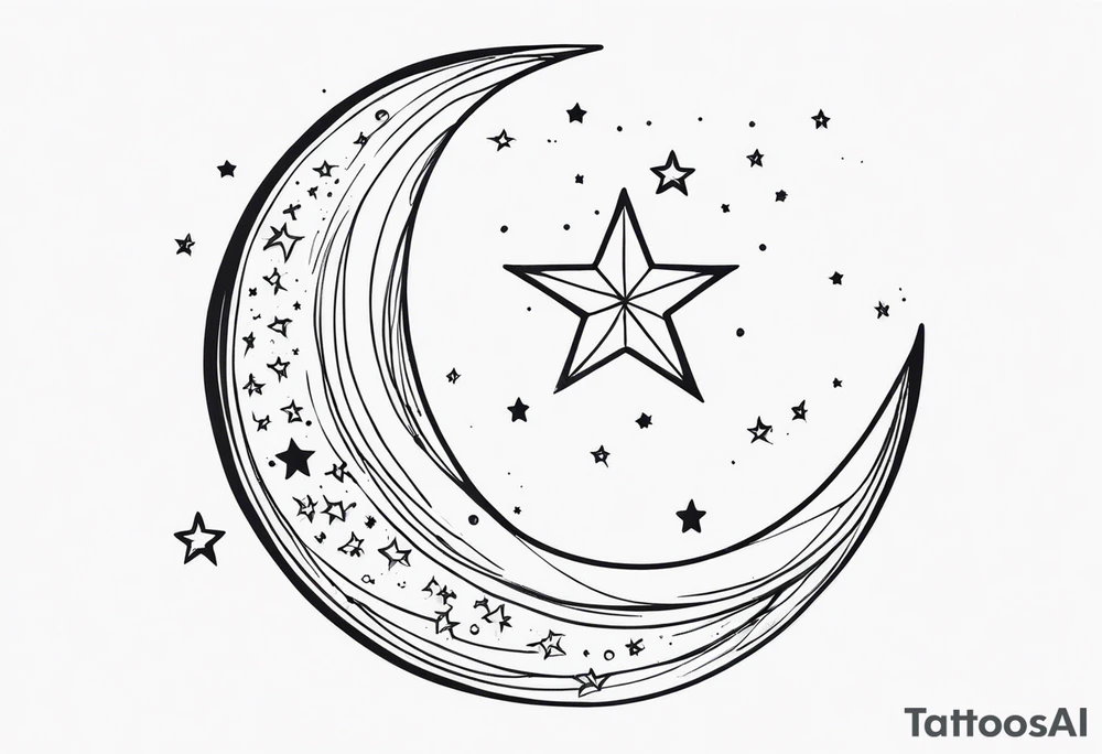 Crescent Moon & Stars tattoo idea