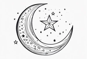 Crescent Moon & Stars tattoo idea
