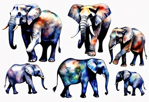 Family of elephants walking tattoo idea