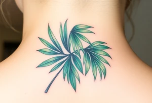 realistic large movement woven palm leaves tattoo idea