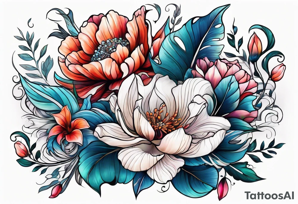 sea, flower tattoo idea