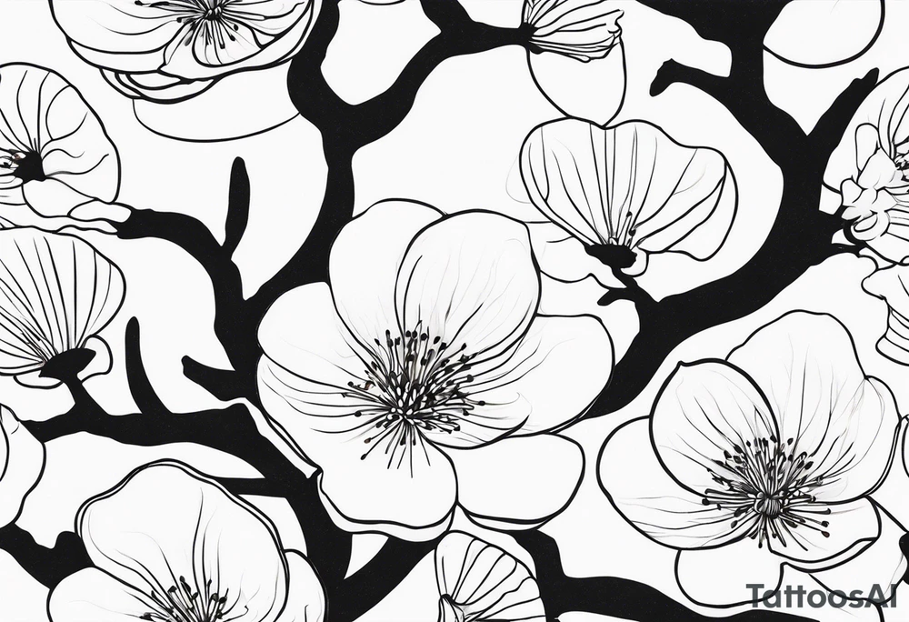 2 mimoma tree blossoms floating with bivalve shells mixed in creating movement tattoo idea