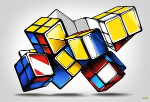 Rubiks with yellow in the shape of C tattoo idea