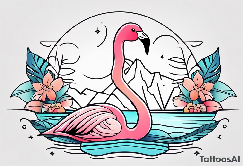 cute flamingo tattoo idea