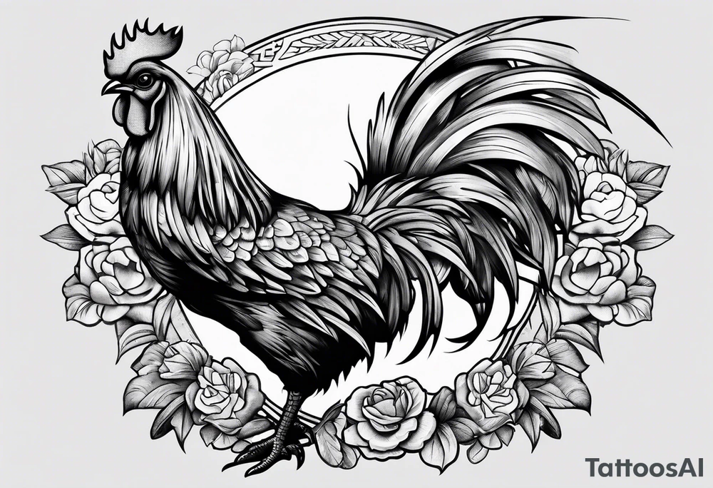 rooster machine gun tattoo idea