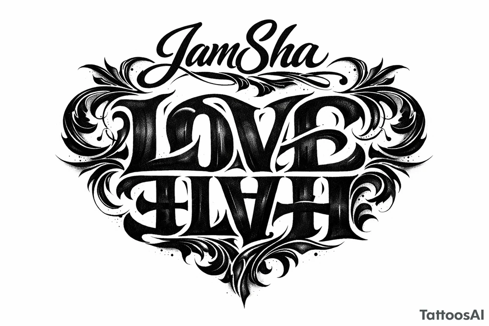 Love and hate combine to be one word read upright to spell love and upside down to spell hate under the word JamSha tattoo idea
