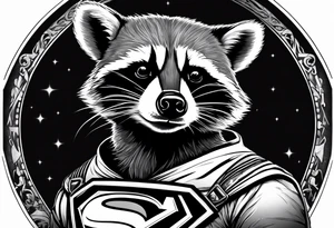 raccoon wearing a Superman t-shirt tattoo idea