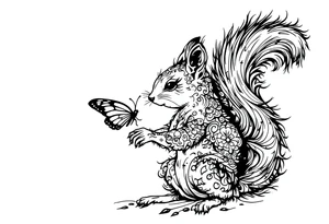 A squirrel holding a butterfly tattoo idea