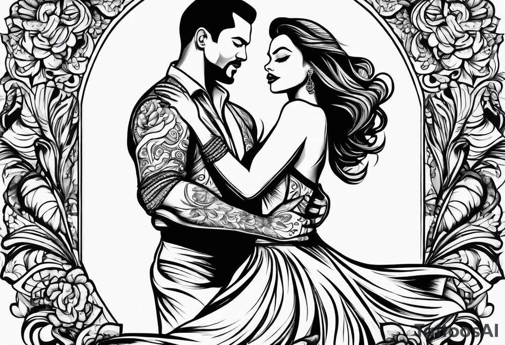 Dancing salsa couple tattoo idea