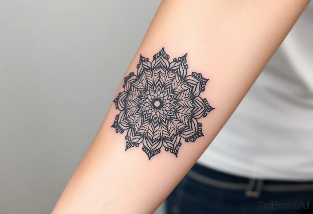 intricate mandala with sacred geometry and cosmic elements tattoo idea