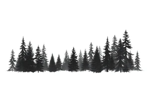 Coniferouse forest silhouette with black and gray trees tattoo idea